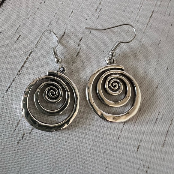 Silver Swirl Earrings - Picture 2 of 9